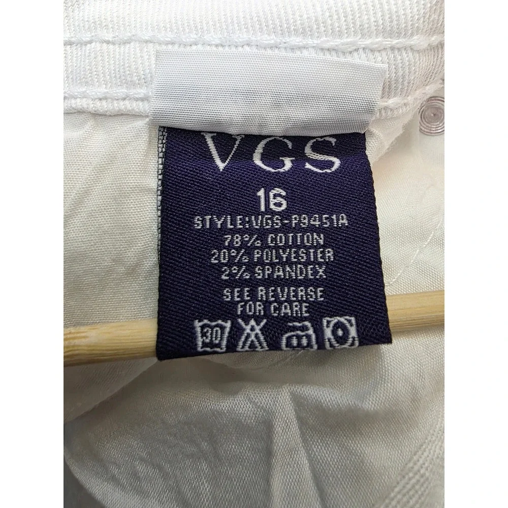 VGS Denim Jeans Womens 16 White Studded Pockets‎ Casual Travel Pants Weekend Fun